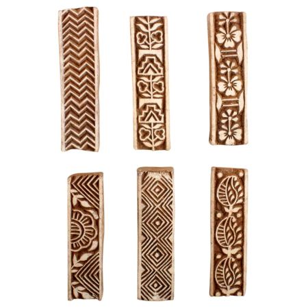 Set of 6 Piece New Mix Wooden Printing Block